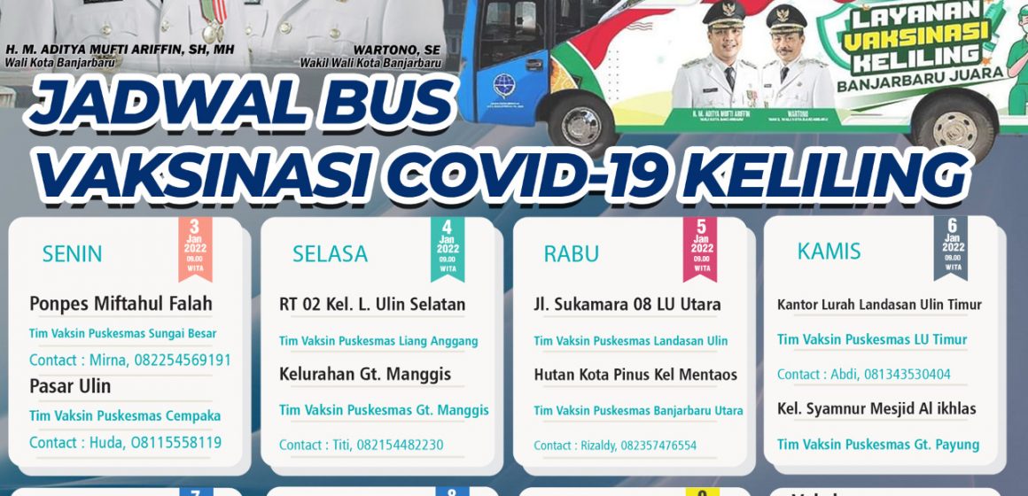 Jadwal Bus Vaksinasi Keliling 3 Januari – 9 Januari 2022