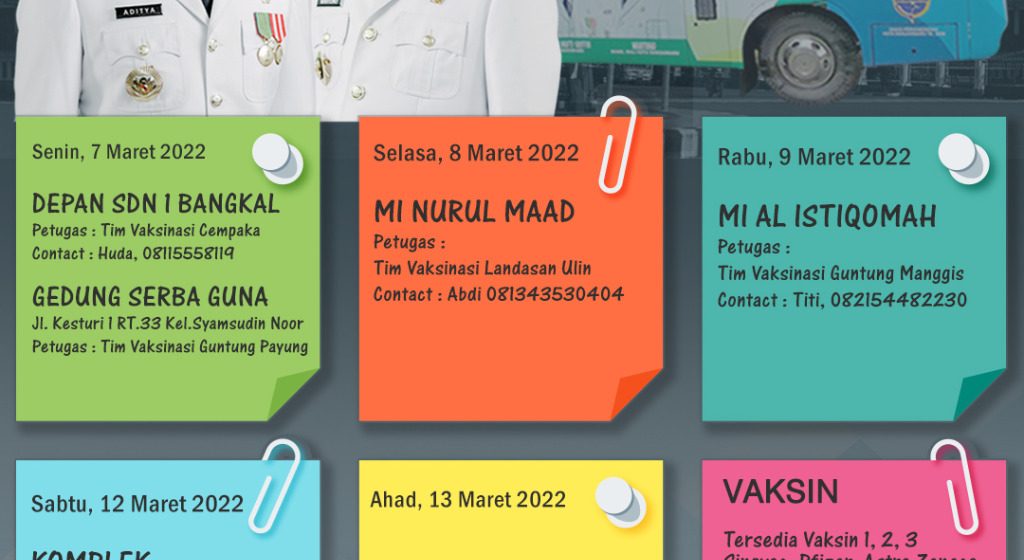 (Info Grafis) Jadwal Bus Vaksin Keliling 7 Maret – 13 Maret 2022