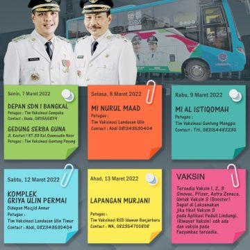 (Info Grafis) Jadwal Bus Vaksin Keliling 7 Maret – 13 Maret 2022