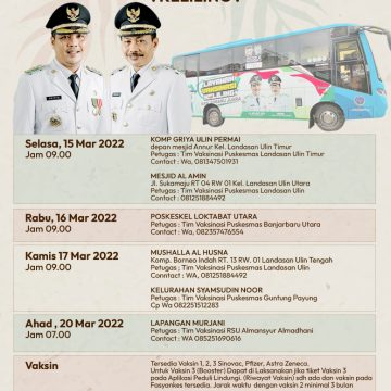 (Info Grafis) Jadwal Vaksin Bus Keliling 15 Maret s.d 20 Maret 2022