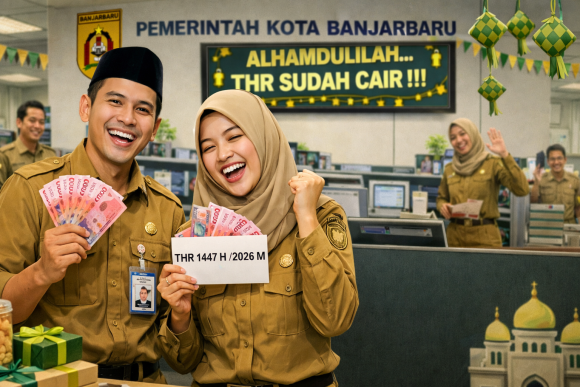 Kabar Baik! Seluruh ASN Hingga PJLOP Pemkot Banjarbaru Terima THR Tepat Waktu