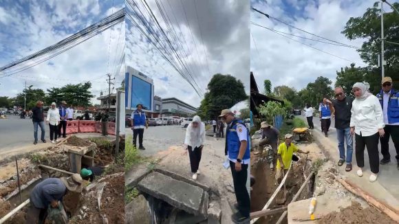 Tak Hanya Meninjau, Wali Kota Lisa Langsung Eksekusi Penanganan Genangan Jalan Ahmad Yani