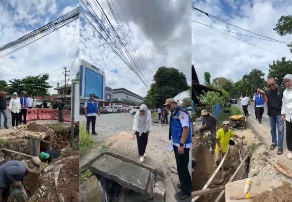Tak Hanya Meninjau, Wali Kota Lisa Langsung Eksekusi Penanganan Genangan Jalan Ahmad Yani